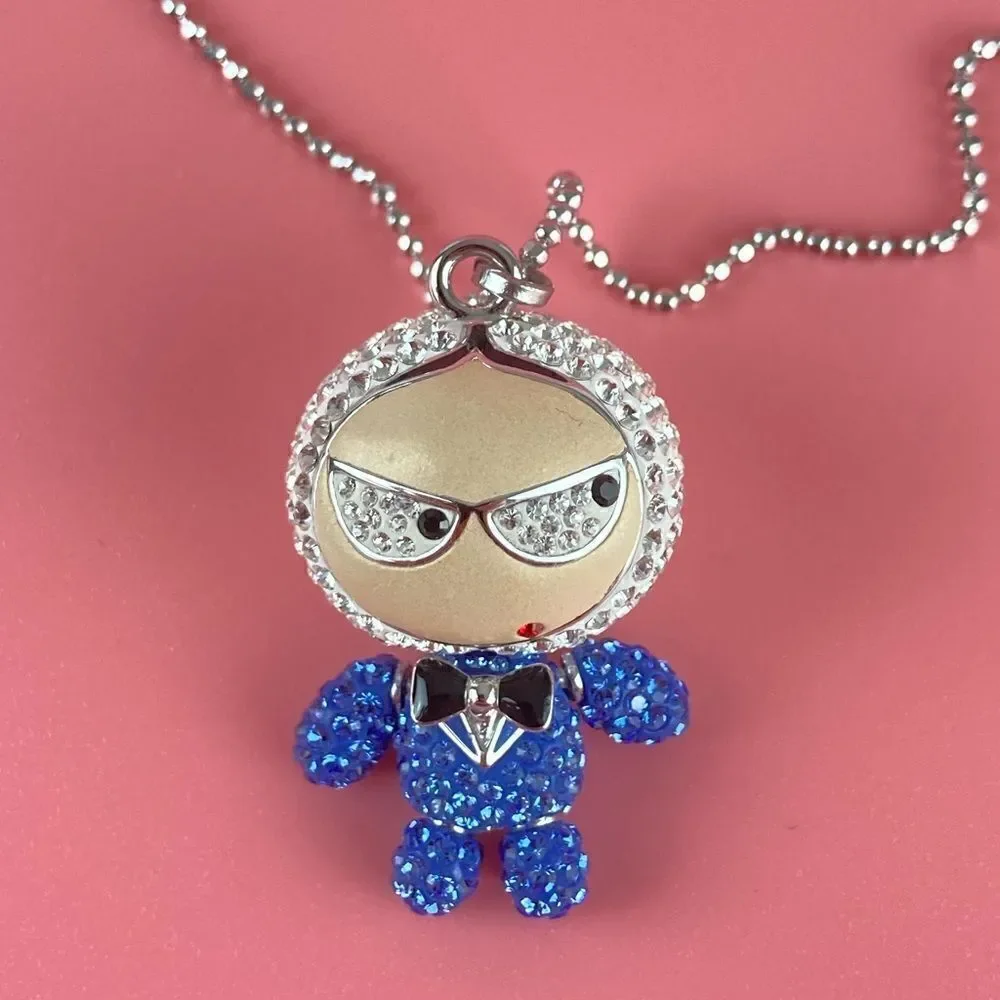 Swarovski Eliot Swing Sing Bow Tie Blue Pendant Necklace